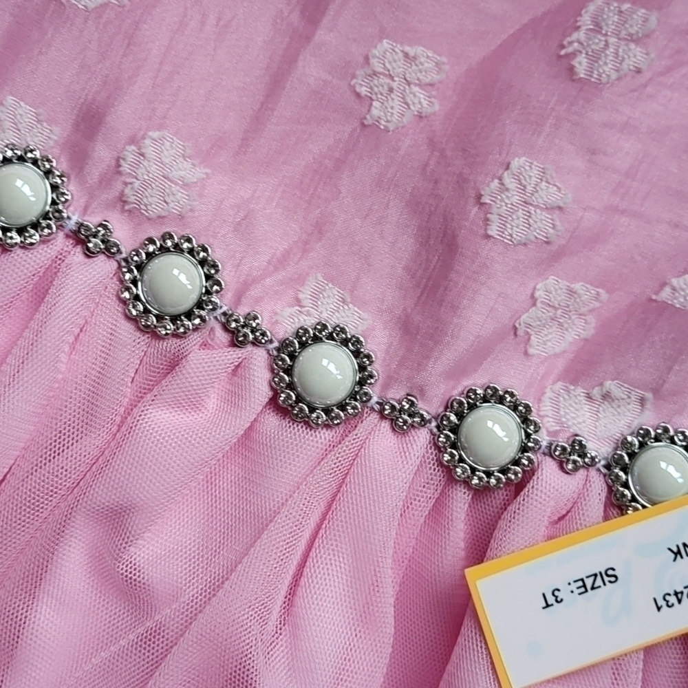 NWT Adorable 3T Pink Dress with front Accent By PURPLE ROSE for Macy's - Picture 3 of 5
